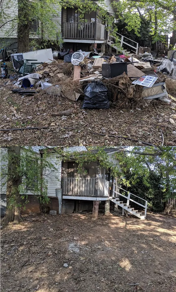Rocket City Junk Removal project photo: before after yard clean out