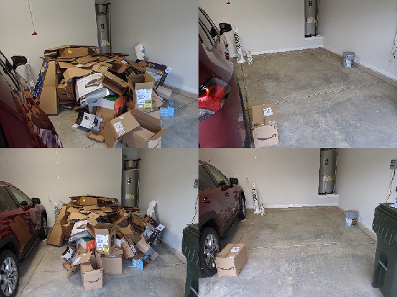 Rocket City Junk Removal project photo: Cardboard clean out in garage Before and after