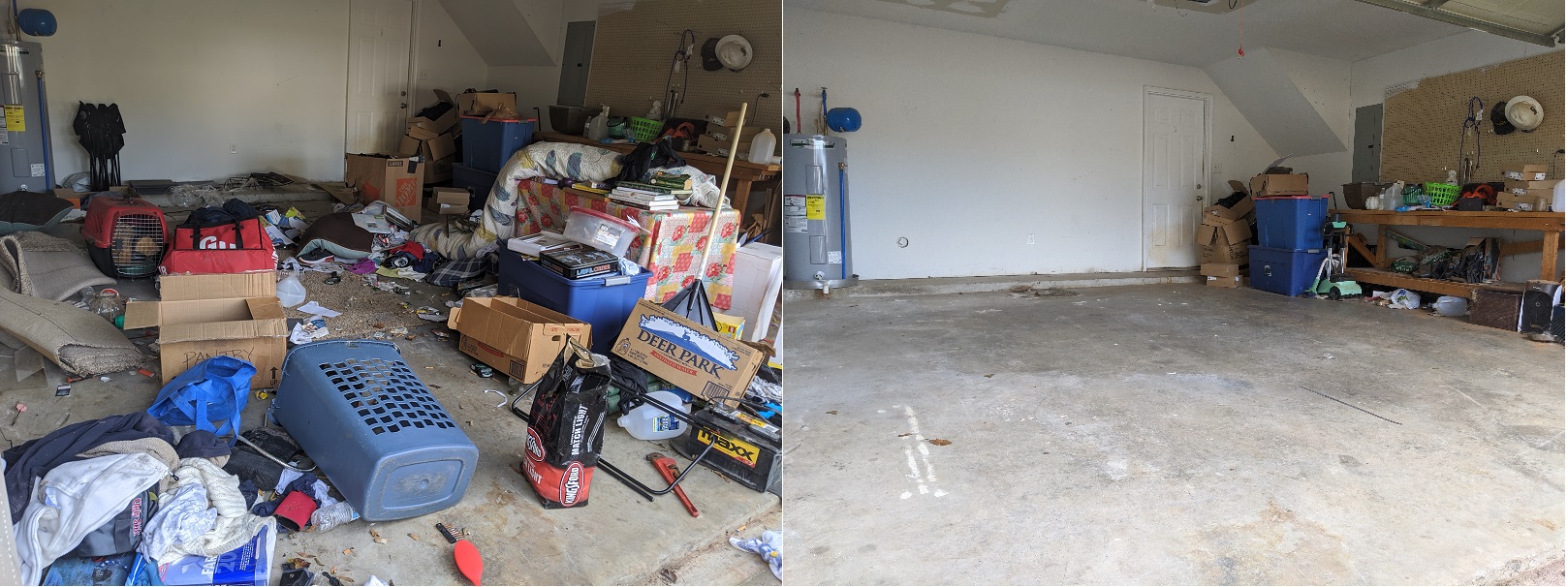 Rocket City Junk Removal project photo: before after garage angle