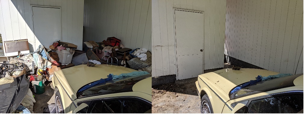 Rocket City Junk Removal project photo: beige car before after