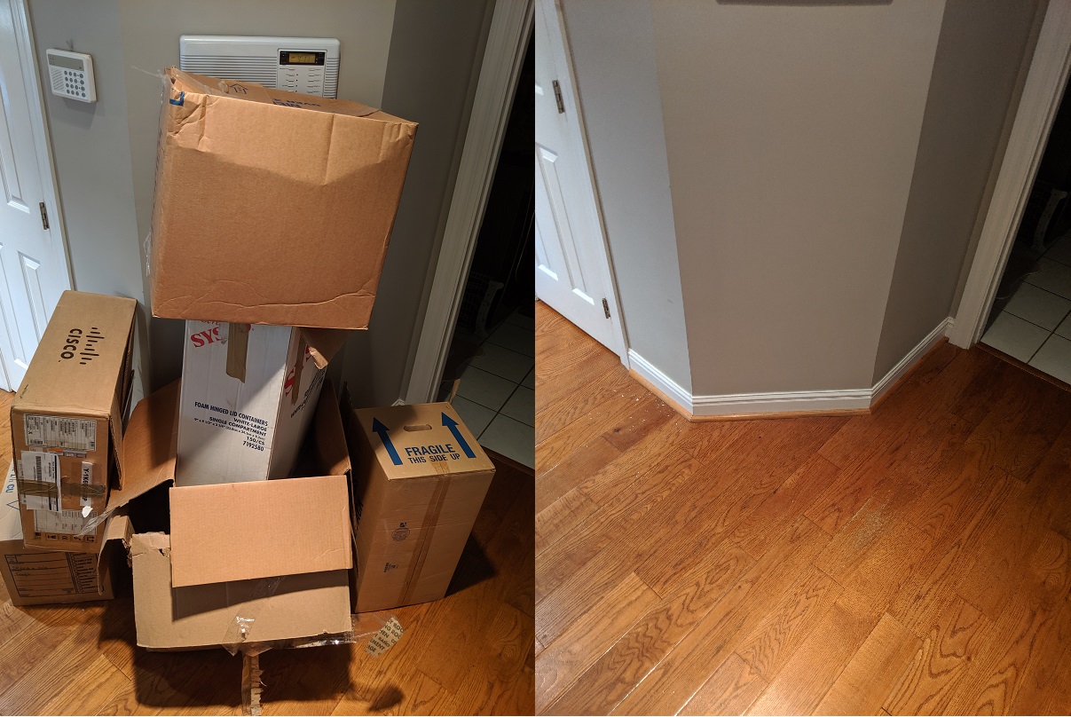 Rocket City Junk Removal project photo: boxes in kitchen before after