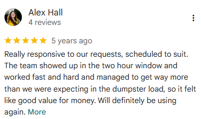 Rocket City Junk Removal customer review 4