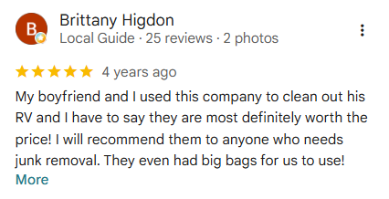 Rocket City Junk Removal customer review 6