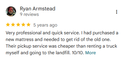 Rocket City Junk Removal customer review 7