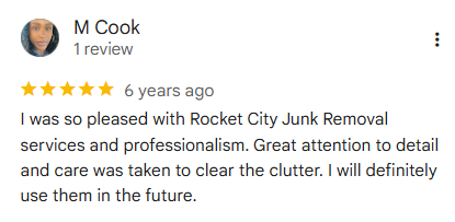 Rocket City Junk Removal customer review 14